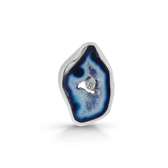 Blue Agate Adjustable Ring-(ABU-R-34)