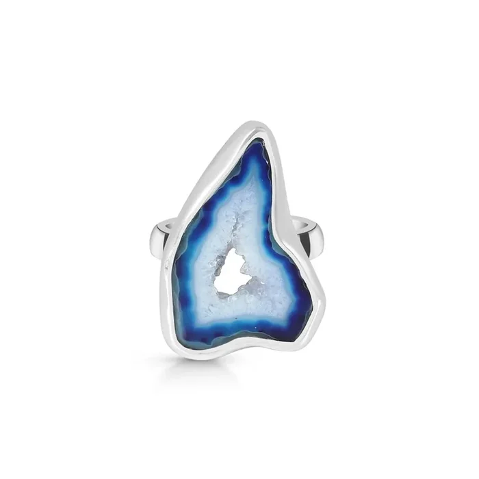 Blue Agate Adjustable Ring-(ABU-R-8)