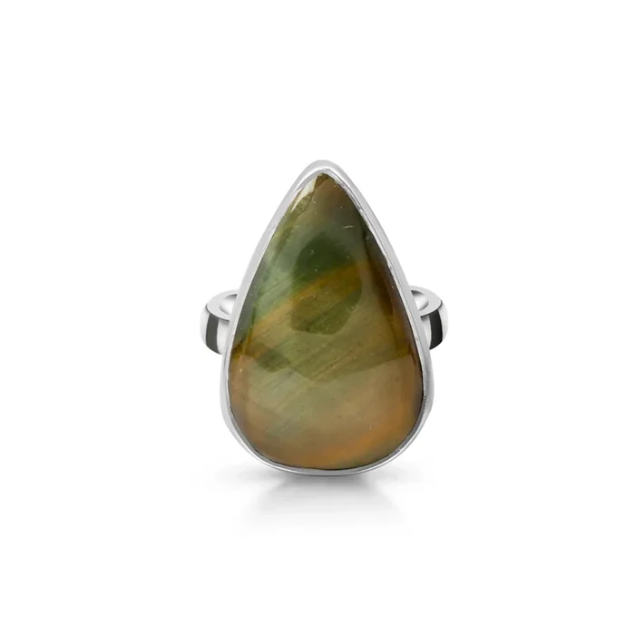 Blue Tiger Eye Adjustable Ring-(BTE-R-2)