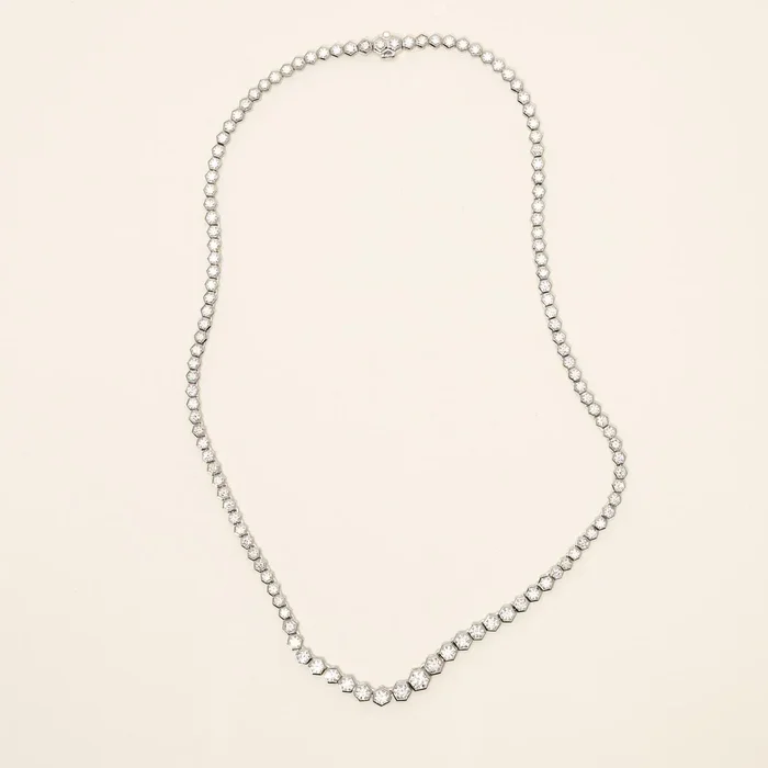 Broadway Collection Diamond Hexagon Riviera Necklace in 18kt White Gold (7 1/2ct tw)