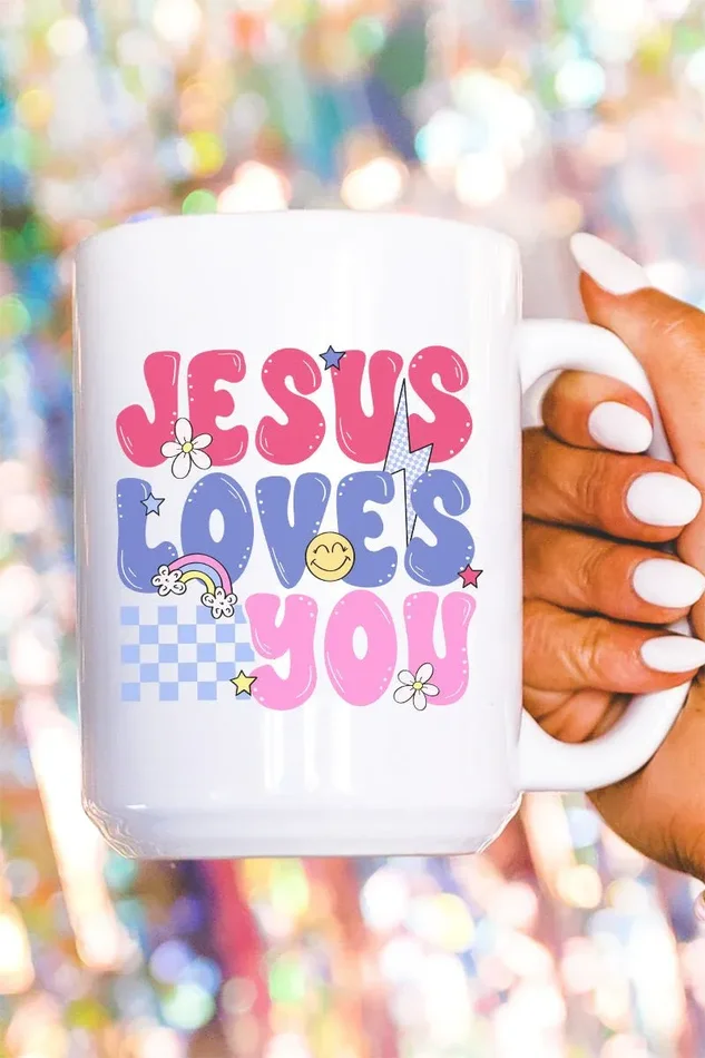 Bubble Jesus Loves You Ceramic Mug