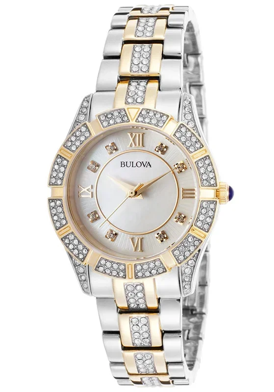 Bulova Crystal White Mother of Pearl Dial Ladies Watch 98L135Watch