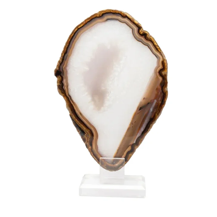 Carnelian Agate Slice on Acrylic Screw Stand – Classic Quartz Center