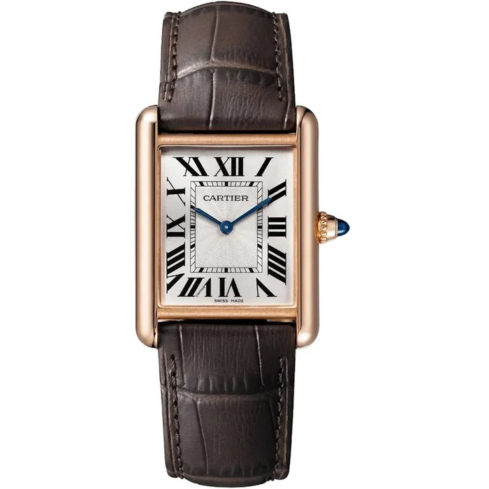 Cartier Men’s Watch – Tank Louis Cartier Silver Dial Brown Leather Strap | WGTA0011