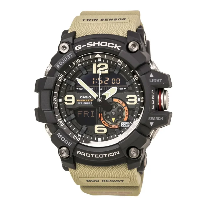 Casio Men’s G-Shock Mudmaster Brown Resin Strap Ana-Digi Black Dial World Time Dive Watch | GG1000-1A5