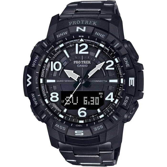 Casio Men’s Quartz Watch – Pro Trek Compass Ana-Digi Dial Black Bracelet | PRTB50YT-1