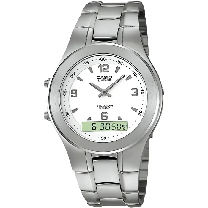 Casio Men’s Watch – Lineage White and Grey Dial Bracelet Analog-Digital | LIN-166-7A