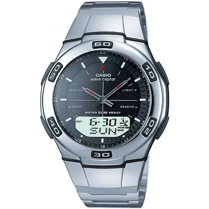 Casio Men’s Watch – Wave Ceptor Black and Grey Analog-Digital Dial | WVA105HDA-1AV