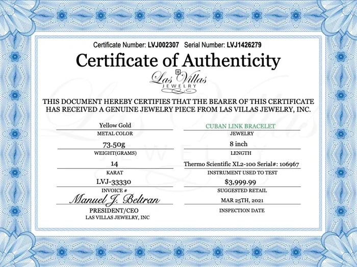 Certificate/Appraisal