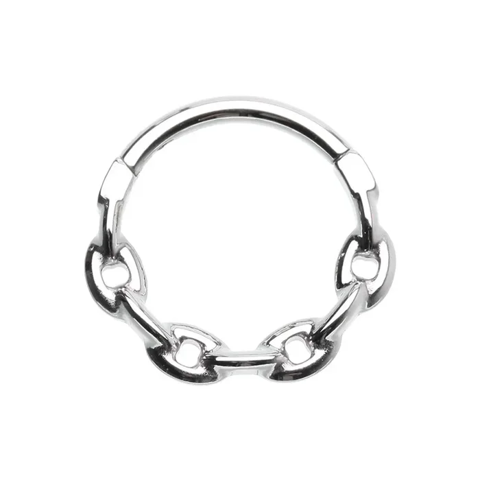 Chain Link Hinged Segment Clicker Ring – Stainless Steel