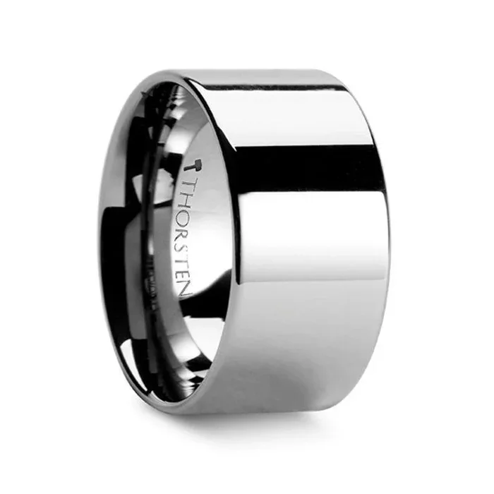 CHARLESTON Flat Polished Finish Tungsten Carbide Band – 12mm