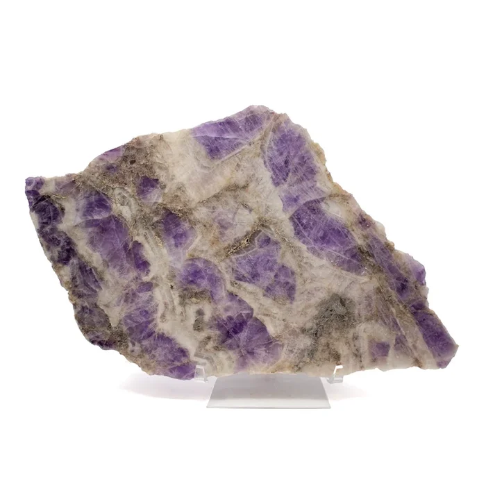 Chevron Amethyst Slice Luminary In Lucite Lighted Stand – Horizontal Banding (38z)