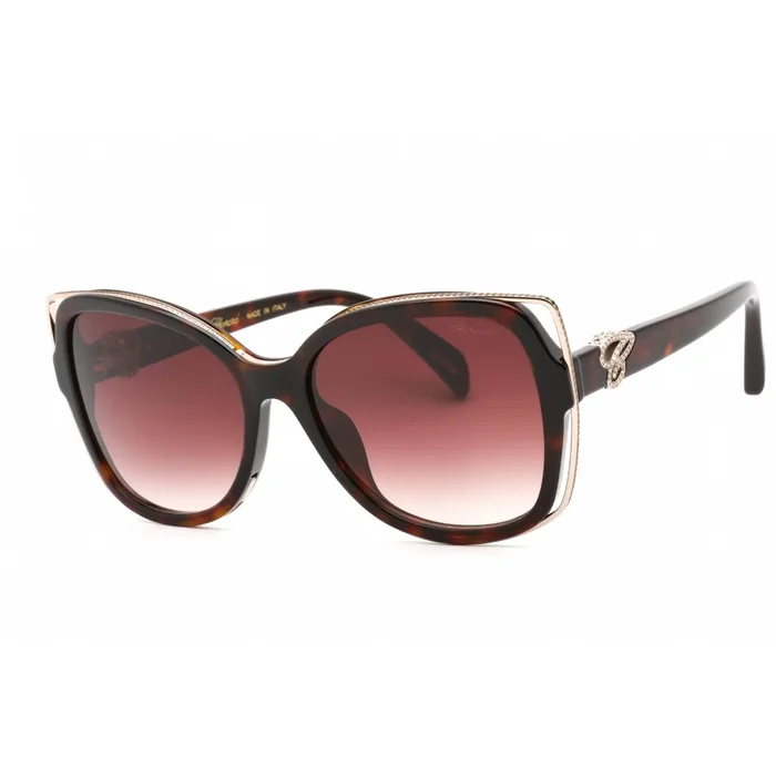 Chopard Women’s Sunglasses – Shiny Dark Havana Cat Eye Full Rim Frame | SCH316S 0722