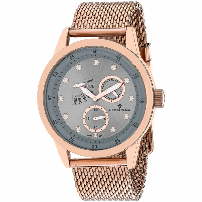 Christian Van Sant Men’s Watch – Rio Quartz Silver Dial Rose Gold Bracelet | CV8718