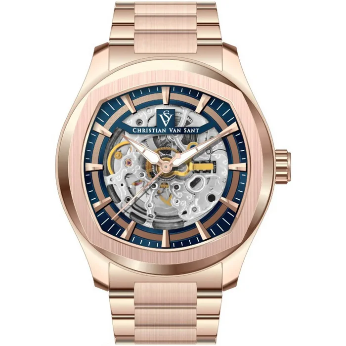 Christian Van Sant Men’s Watch – Romeo Automatic Blue Dial Rose Gold Steel | CV9509