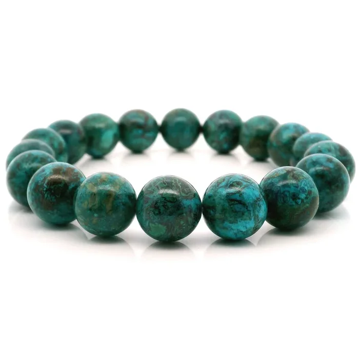 Chrysocolla Beaded Bracelet – 12mm Rounds