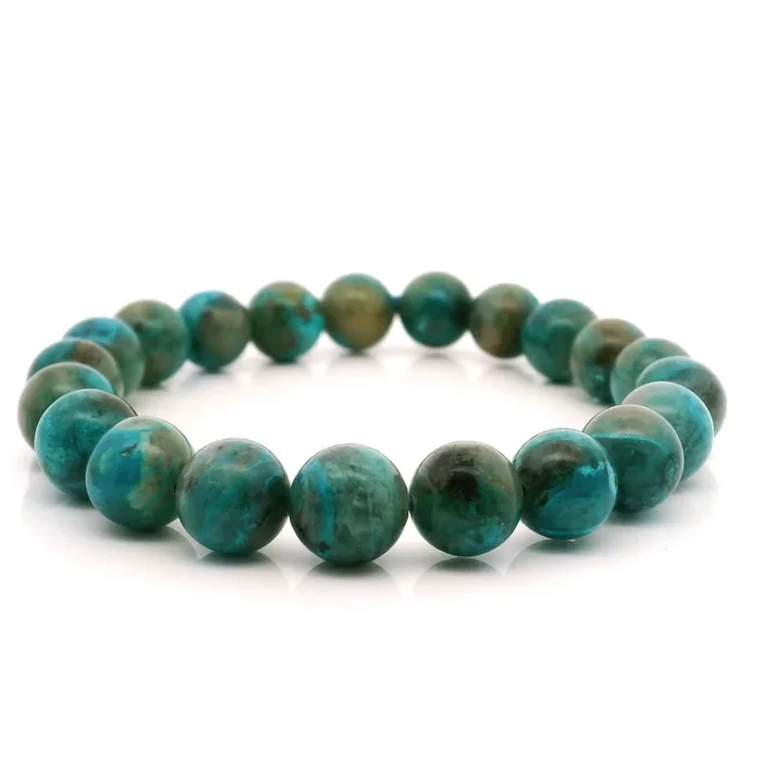 Chrysocolla Beaded Bracelet – 9mm Rounds