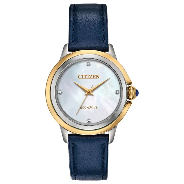 Citizen Women’s Eco Drive Watch – Ceci Diamond Blue Leather Strap | EM0794-03Y