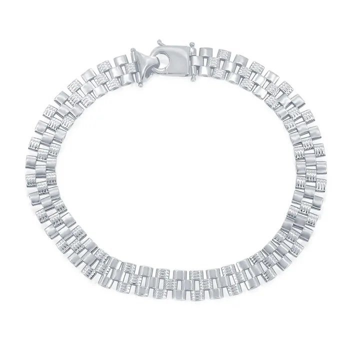 Classic Men’s Bracelet – Sterling Silver Panther Link Design Lobster Clasp | S-5135