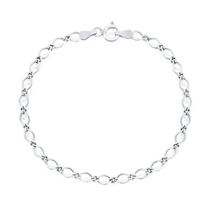 Classic Women’s Bracelet – Sterling Silver Flat Linked Spring Clasp, 7 Inch | Q-5342-7