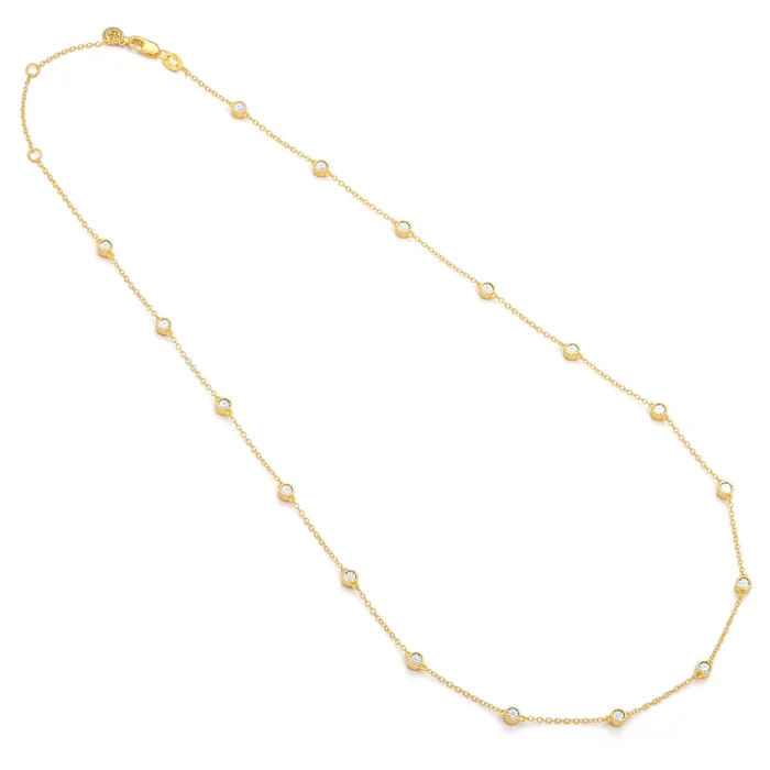 CLEARANCE – Ella Stein Gold Diamond Bezel 36″ Station Necklace (SI2028)