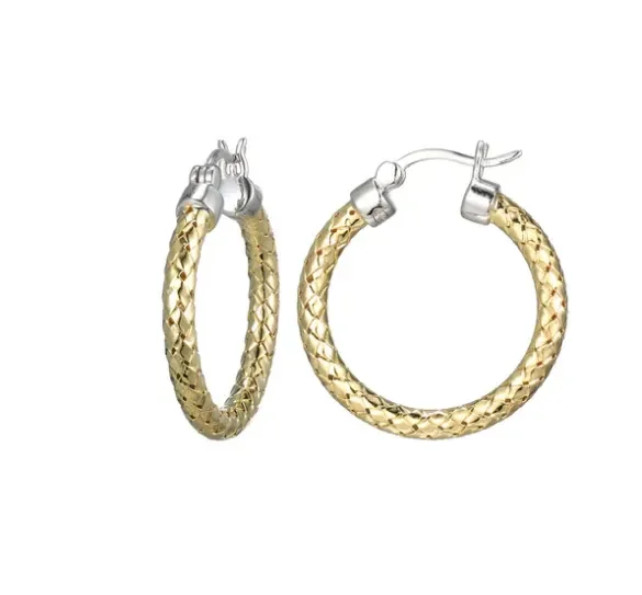 CLEARANCE – Gold Plated Mesh Small Hoop Earrings (SI5224)