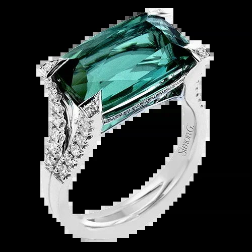 Color Ring In 18k Gold With Diamonds And Green Tourmaline