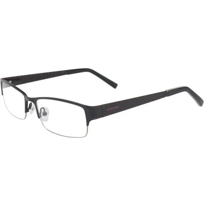 Converse Men’s Eyeglasses – Black Metal Rectangular Half Rim Frame | CONVERSE Q029 BLA