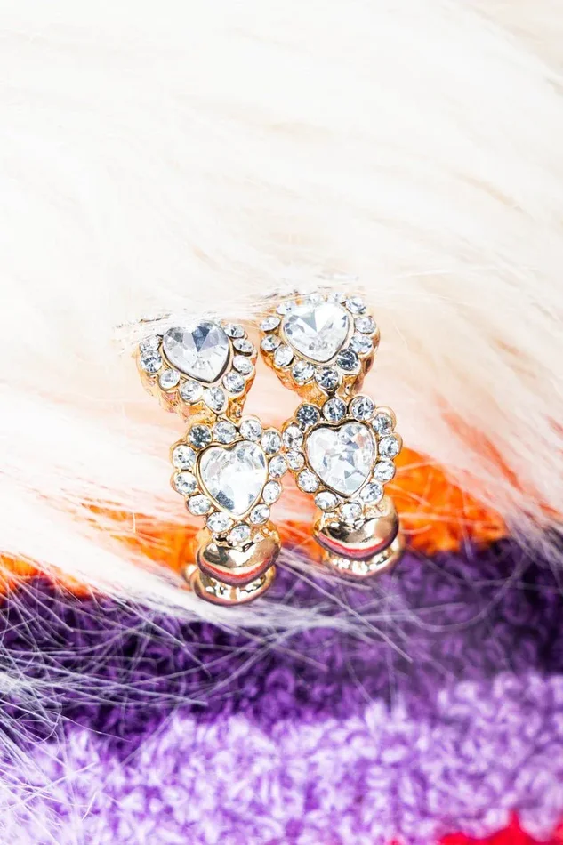Crystal Avenue Hearts A Plenty Crystal Goldtone Hoop Earrings