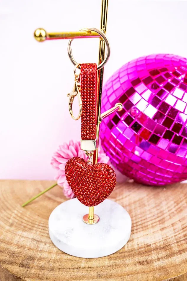Crystal Avenue Sparkling Red Heart Strap Keychain