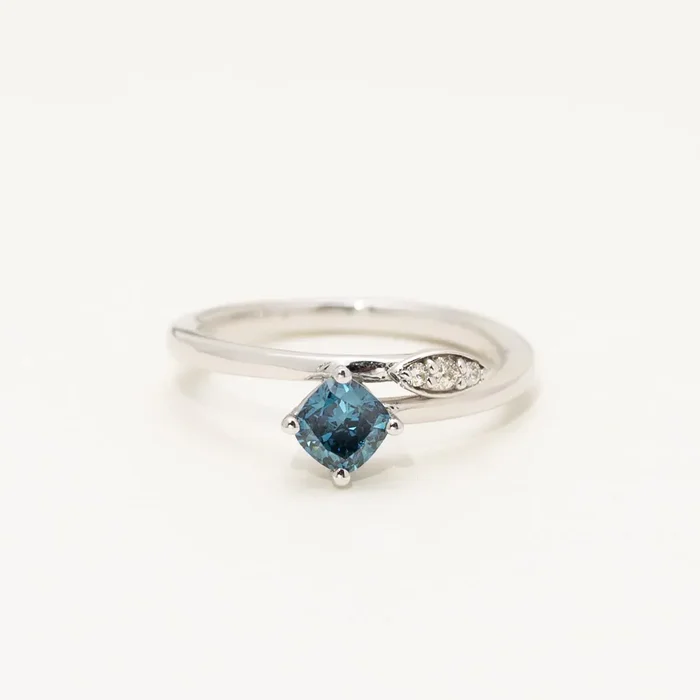 Cushion Blue Diamond Fashion Ring in 14kt White Gold (1/2ct tw)