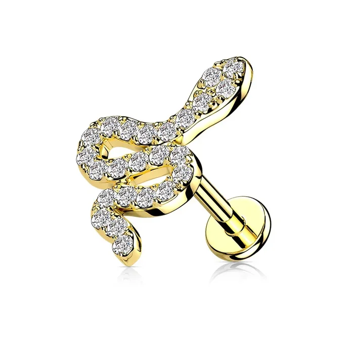 CZ Crystal Paved Snake Internally Threaded Flat Back Stud – 316L Stainless Steel