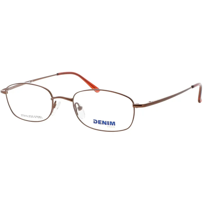 Denim Unisex Eyeglasses – Brown Stainless Steel Full Rim Oval Frame | DENIM 161 0JDD