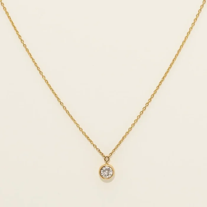 Diamond Bezel Solitaire Necklace in 14kt Yellow Gold (1/5ct)