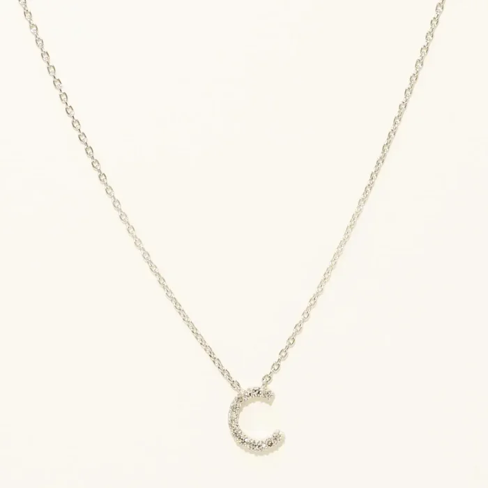 Diamond C Initial Necklace in 10kt White Gold (1/20ct tw)