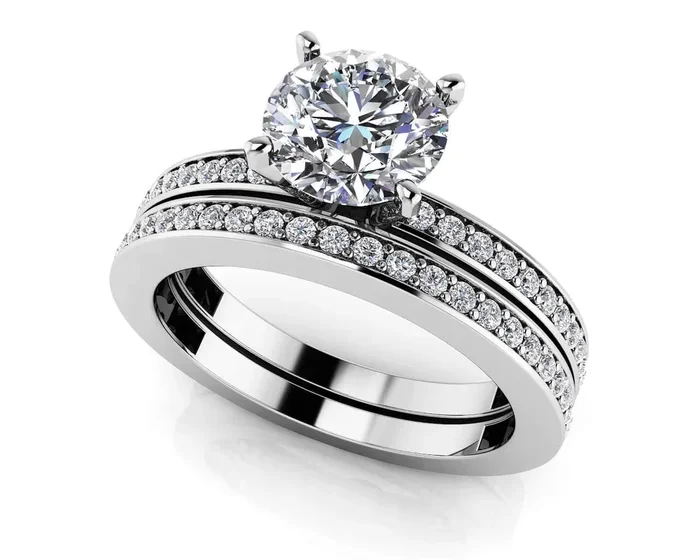 Diamond Channel Band Lab-Grown Diamond Bridal Set with 2.19 ct. (1.50 ct. center diamond)Watch