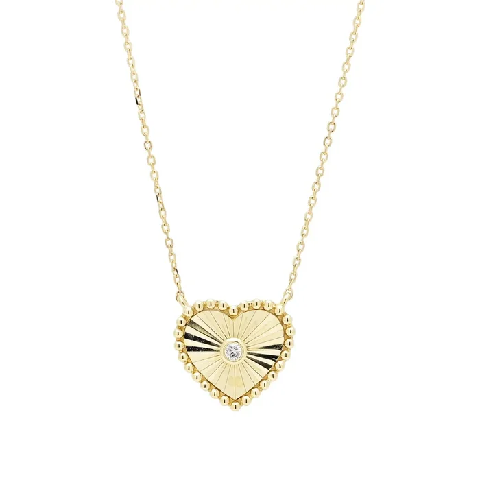 Diamond Heart Necklace in 10kt Yellow Gold
