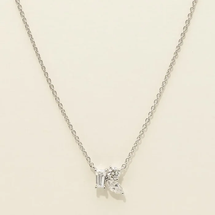 Diamond Multi Stone Necklace in 14kt White Gold (1/2ct tw)