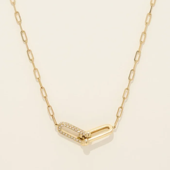 Diamond Paperclip Necklace in 14kt Yellow Gold (3/8ct tw)