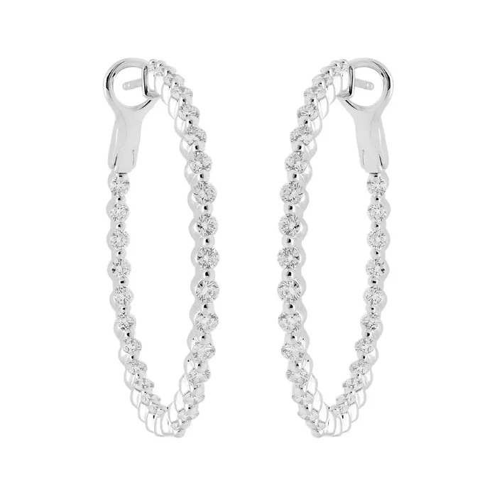 Diamond Single Prong Hoop Earrings in 14kt White Gold (2ct tw)