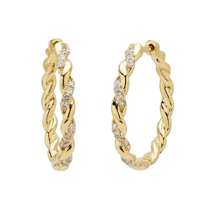 Diamond Twist Hoop Earrings in 10kt Yellow Gold (1/4ct tw)