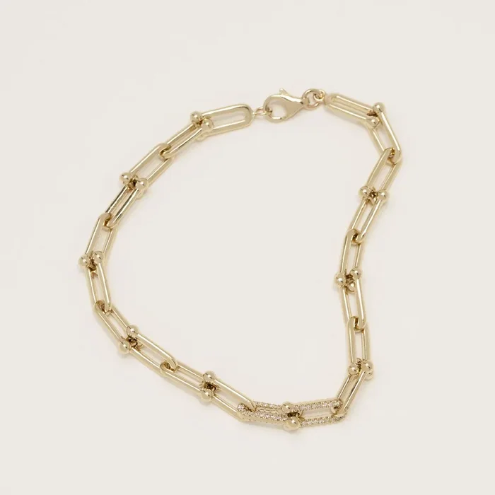 Diamond U Link Bracelet in 14kt Yellow Gold (1/5ct tw)