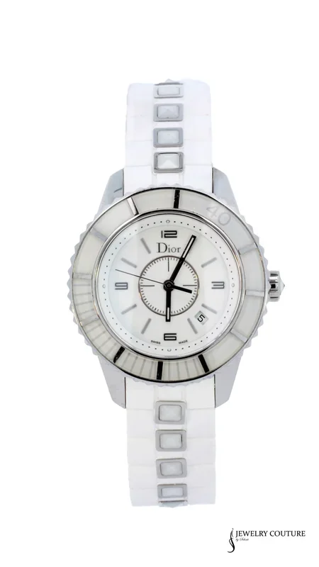 Dior – 33mm White Sapphire Stainless Steel Quartz Movement Watch Authentic