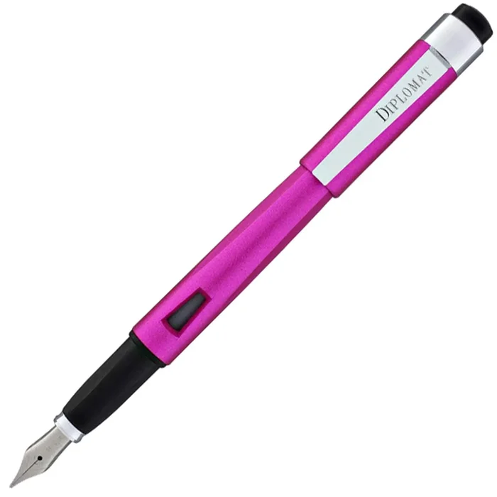 Diplomat Fountain Pen – Magnum Hot Pink Resin Snap On Cap, Fine Nib | D40909023