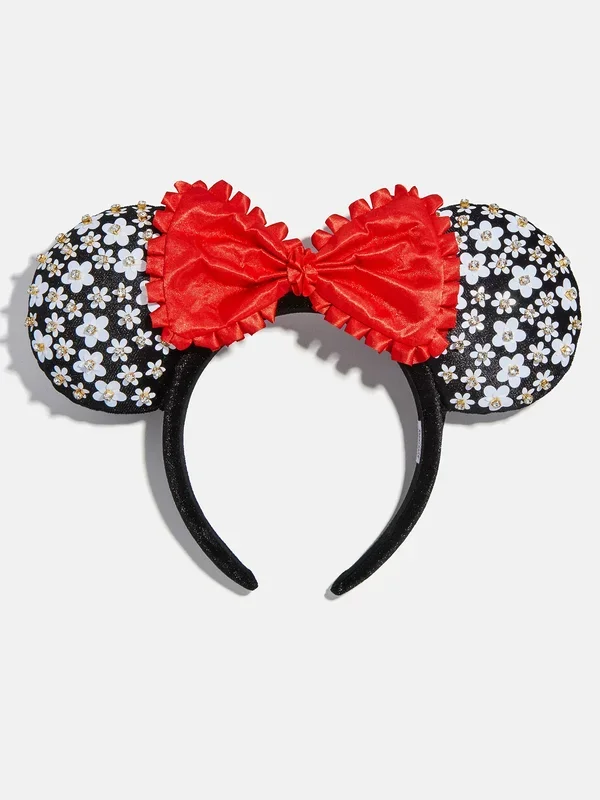Disney Minnie Mouse White Floral Ears Headband – Minnie Mouse White Floral Ears