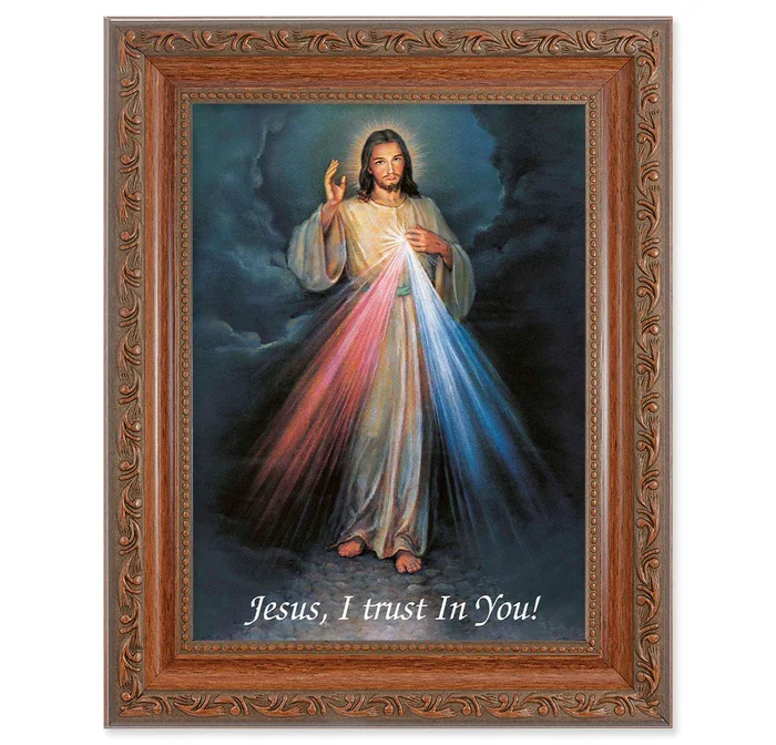 Divine Mercy Picture Framed Wall Art Decor Medium Frame