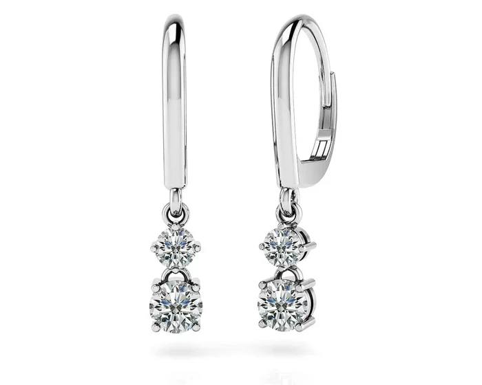 Double Drop Shiny Back Diamond Earrings with 0.34 ct.(finished) 2.4mm, 3.2mmWatch