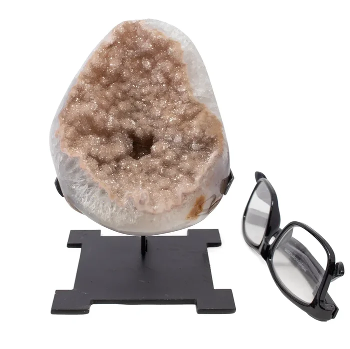 Druze Specimen on Custom Aztec Post Stand with Bubblegum Pink Druze