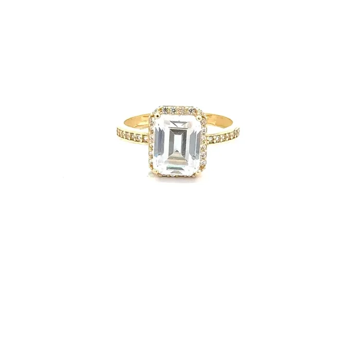 Elegant Emerald Cut Stone Ring 14k #7