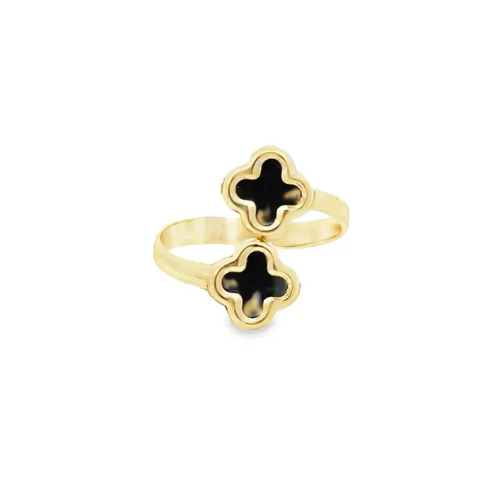 Elegant Gold Clover Ring 14k